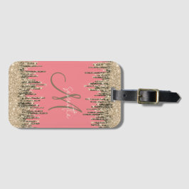 Monogramm Name der Girl-Rosa- und Gold-Icecream-Tr Gepäckanhänger
