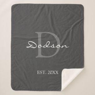 Monogramm Name der modernen grauen weißen Skriptf Sherpadecke