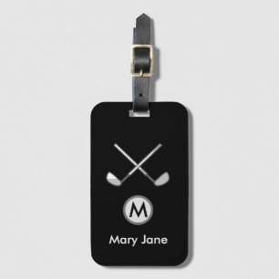 Monogramm Name des Golfspiels auf schwarz für Golf Gepäckanhänger