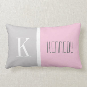 Monogramm-Name des grauen Pastellrosa Lendenkissen