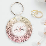 Monogramm-Name des Hübschen Glitzer, Blush Pink Schlüsselanhänger<br><div class="desc">Personalisieren Sie diesen wunderschönen funkelnd Rosa Imitat Glitzer Schlüsselanhänger einfach mit Ihrem eigenen handgeschriebenen Skript Monogramm und Namen.</div>