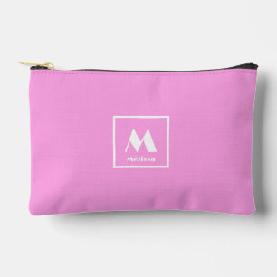 Monogramm Name einfach rosa Zubehörtasche