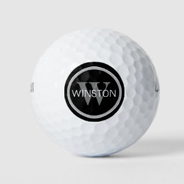 Monogramm Name Einfache schwarz-weiße Buchstaben Golfball