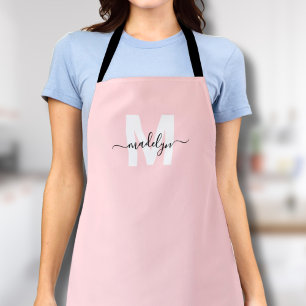 Monogramm Name Elegant Minimal Rosa Hauchrosa Schürze