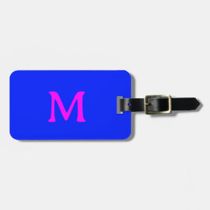 Monogramm Name Farbe Neon Blau Pink 2024 Gepäckanhänger