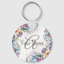Monogramm Name farbenfrohe Blumenrahmen Elegant Mo