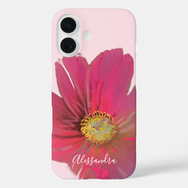 Monogramm Name Floral Wildblume Pastete iPhone 16 Hülle (Rückseite)