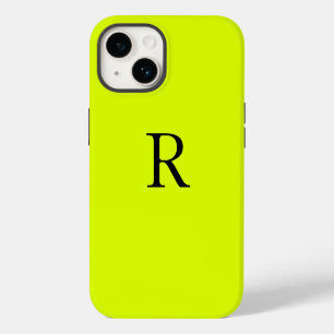 Monogramm Name Fluorescent Chartreuse Gelbe Nebel iPhone 14 Hülle