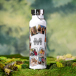 Monogramm Name Foto Collage Water Flasche<br><div class="desc">Moderne Monogramm-Wasserflasche mit 26 quadratischen Fotos,  die Sie mit Ihrem eigenen,  Ihren Initialen und Namen ersetzen können.</div>