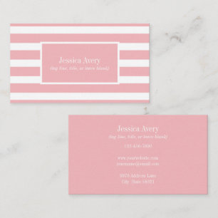 Monogramm-Name für moderne rosa und weiße Streifen Visitenkarte