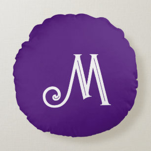 Monogramm Name Helles Lila Rundes Kissen