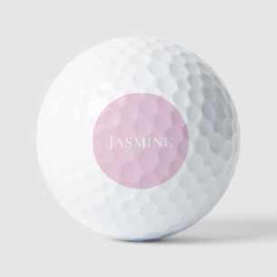 Monogramm Name Hellrosa Weiß Elegant Weiblich Golfball