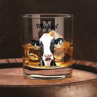 Monogramm Name Holstein Kuh Milchviehwirtschaft Whiskyglas