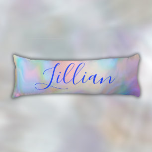 Monogramm Name in blau auf Perlmutt   Seitenschläferkissen