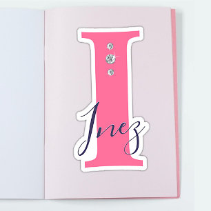 Monogramm Name individuell Elegante Faux-Diamanten Aufkleber