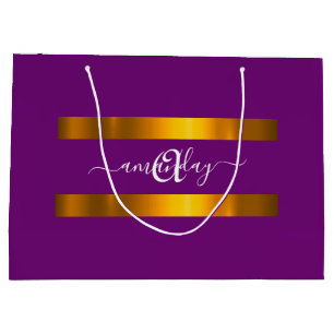 Monogramm Name Lila Gold Geburtstagsfeiertagen Große Geschenktüte