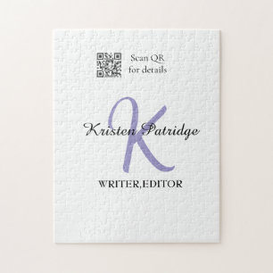 Monogramm-Name Lila-Schriftsteller bearbeiten QR-C