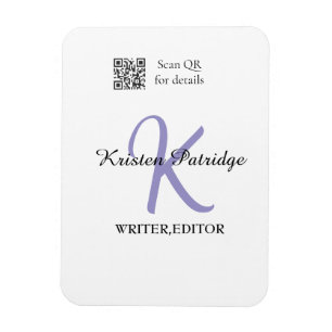 Monogramm-Name Lila-Schriftsteller bearbeiten QR-C Magnet