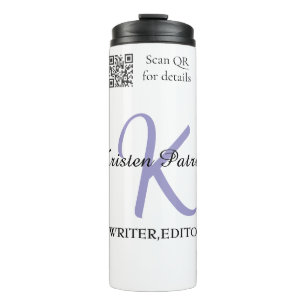 Monogramm-Name Lila-Schriftsteller bearbeiten QR-C Thermosbecher