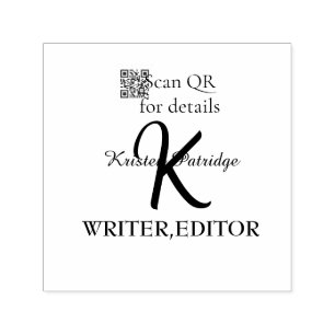 Monogramm-Name Lila-Schriftsteller-Bearbeitung QR- Permastempel