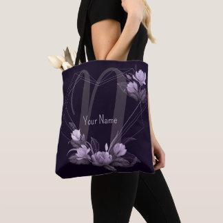 Monogramm Name Lila violetter Rahmen Tasche