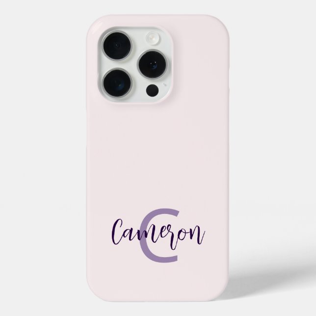 Monogramm Name Minimalistisch Solid Blush Case-Mate iPhone Hülle (Rückseite)