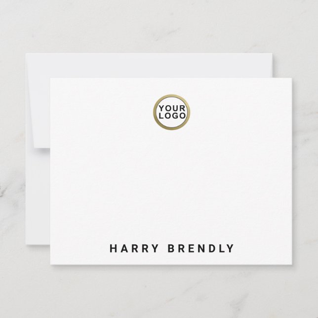 Monogramm Name Minimalistisch weiße Notizkarte Mitteilungskarte (Vorderseite)