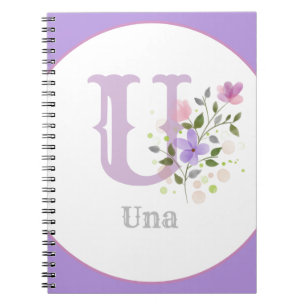Monogramm & Name mit Blumen Notizblock