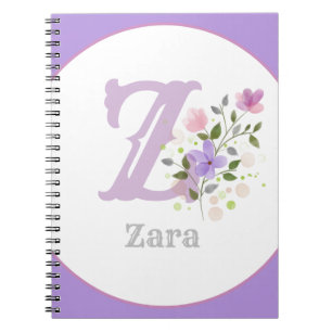 Monogramm & Name mit Blumen Notizblock