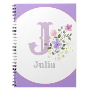 Monogramm & Name mit Blumen Notizblock
