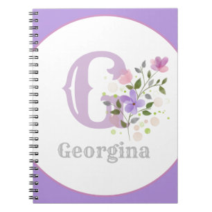 Monogramm & Name mit Blumen Notizblock
