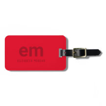 Monogramm Name Modern Minimal Roter Gepäckanhänger