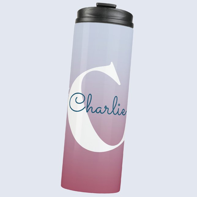 Monogramm Name Moderne Typografie Thermosbecher (Monogram name personalized water bottle)