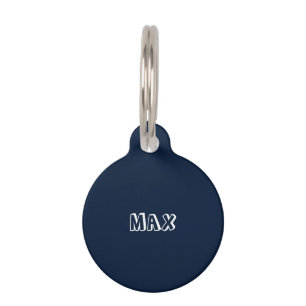 Monogramm Name Navy Blau Weiß Hund Kontaktinfo Haustiermarke