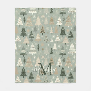 Monogramm Name Nordic Trees Fleecedecke