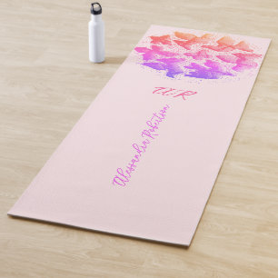 Monogramm Name Pastell Rosa Regenbogen Farbverlauf Yogamatte