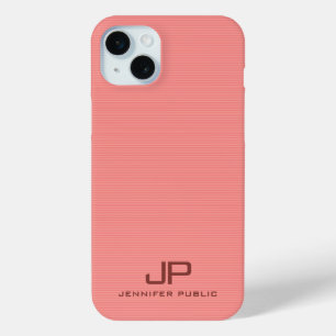Monogramm Name Peach Color Stripes Elegant Moderne Case-Mate iPhone Hülle