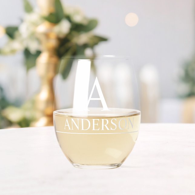 Monogramm Name Personalisiert Classic Weinglas Ohne Stiel (Insitu (Hochzeit))
