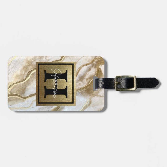 Monogramm-Name Personalisiert Gepäckanhänger (Vorderseite horizontal)