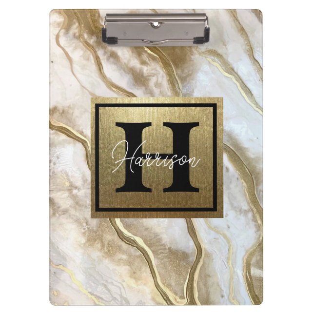 Monogramm-Name Personalisiert Klemmbrett (Vorderseite)