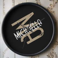 Monogramm Name personalisiert Schwarz-weiß beige t
