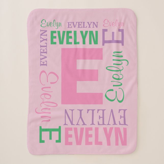 Monogramm Name Pink Baby Girl Personalisiert Sherpadecke (Vorderseite)