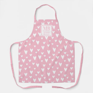 Monogramm Name Pink Moderne Liebe Herz Girl Schürze