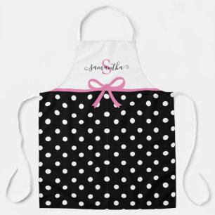 Monogramm Name Pink Schwarz Polka Dosen Ribbon Kü Schürze