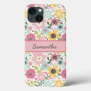 Monogramm Name Pink Yellow Blue Case-Mate iPhone Hülle