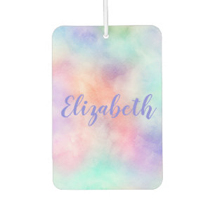 Monogramm Name Rainbow Wasserfarbe Pastell Autolufterfrischer