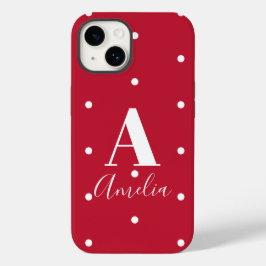 Monogramm Name Red Polka Dots Muster Case-Mate iPhone 14 Hülle