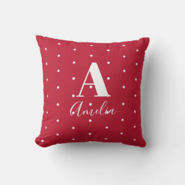 Monogramm Name Red Polka Dots Muster Kissen