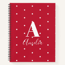 Monogramm Name Red Polka Dots Muster Notizbuch