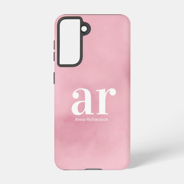Monogramm Name Rosa Abstact Elegant Minimalistisch Samsung Galaxy Hülle (Rückseite)